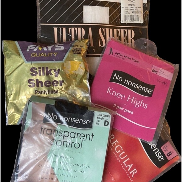Fays, No Nonsense, Sheer Necessities Other - 5 Vintage Nylon Stockings Made‎ In USA No Nonsense-Sheer Necessities-Fays Queen